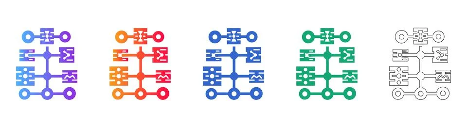 System Logic and Workflow Icons Illustrazione stock