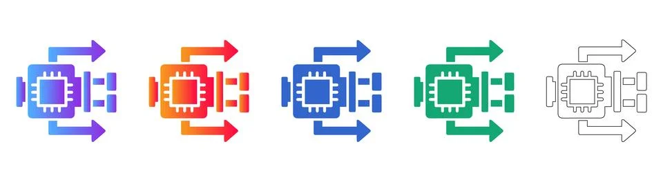 System Logic Flow Processor Icons Illustrazione stock