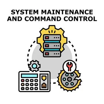 System maintenance and command control concepts illustration Stock Illustration