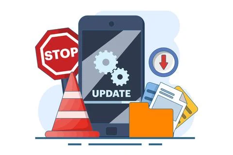 System maintenance concept, Error, Fix problems, Device update, Software update. 스톡 일러스트