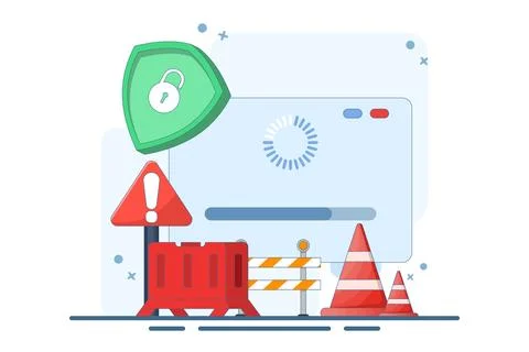 System maintenance concept, Error, Fixing problems, Device update. Stockillustratie