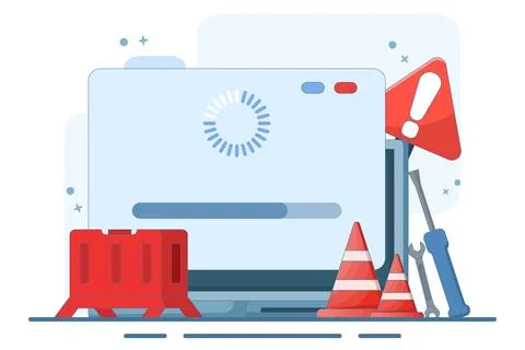 System maintenance concept, Error, Fixing problems, Device update. Stock Illustration