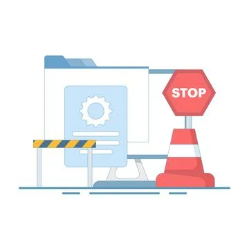 System Maintenance Concept, Laptop with system update process. Stock Illustration