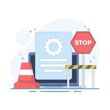 System Maintenance Concept, Laptop with system update process. 스톡 일러스트