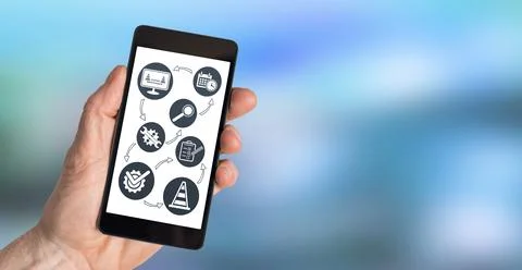 System maintenance concept on a smartphone Stock Photos