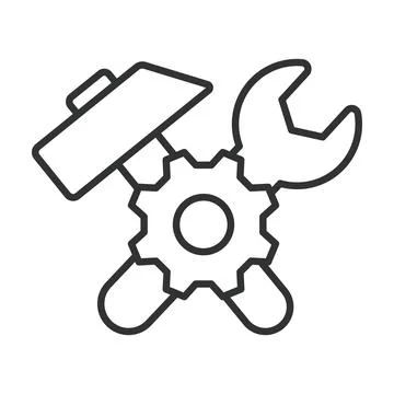 System maintenance icon in line design. tools, wrench, hammer, gear, repair Stock Illustration