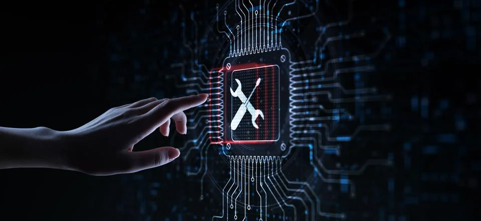 System Maintenance Interface for IT Professionals and Digital Infrastructur.. Stock Photos