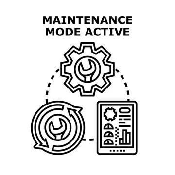 System maintenance mode active working process Illustrazione stock