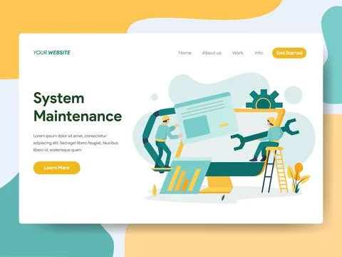 System Maintenance for Website Page Stock Illustration