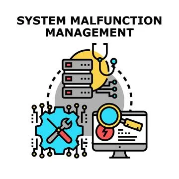 System malfunction management and troubleshooting operations concept Stock Illustration