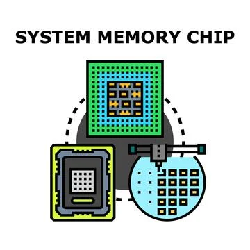 System memory chip manufacturing process technology concept Ilustración de archivo