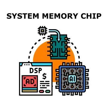 System memory chip processing digital data Stock Illustration