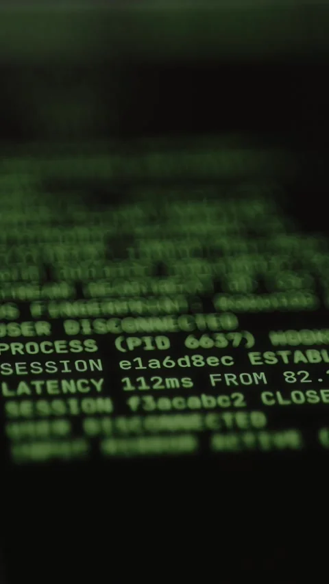System message related to user sessions and processes. Hacking attack concept Video stock 327900067