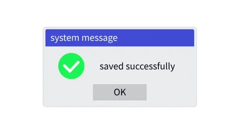 System message saved successfully notification popup window animation Stock Footage 346804516