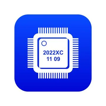 System microchip icon blue vector Illustrazione stock