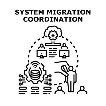 System migration coordination process with cloud technology 스톡 일러스트