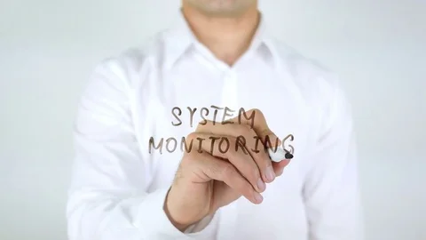 System Monitoring, Man Writing on Glass Stock Footage