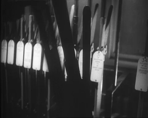 System of moving railroad switch at junction, UK 1957 Stock Footage 132323520