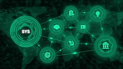 System network diagram with global connections for data analysis Stock Footage 327762070