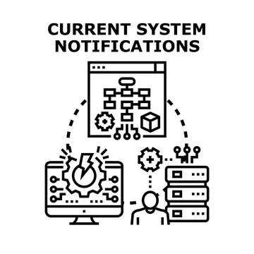 System notifications indicating error and data processing イラスト素材