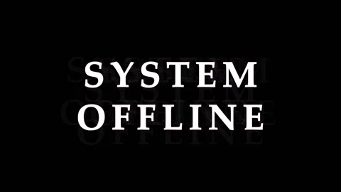 System Offline message appearing on black screen with cinematic motion and .. Video stock 343476317