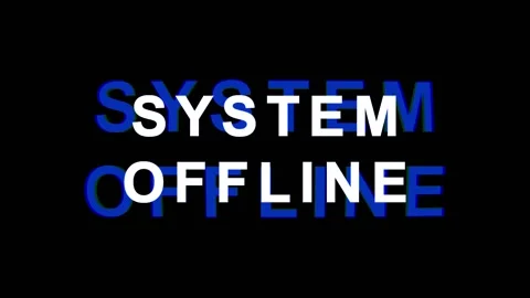 System Offline text glitch in dark background with subtle digital distortio.. Stock Footage 343476356