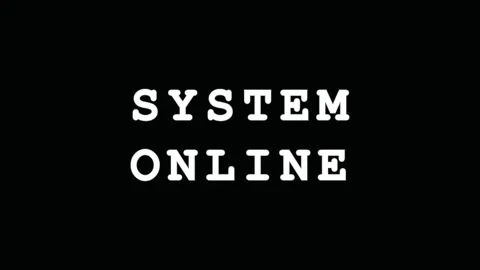System Online text appearing with glitch effect against black background fo.. Video stock 343476353