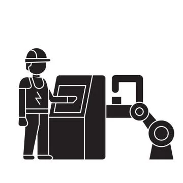 System operator black vector concept icon. System operator flat illustration Stock Illustration