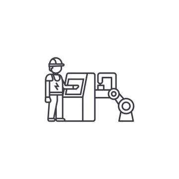 System operator vector line icon, sign, illustration on background, editable Stock Illustration