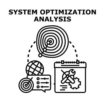 System optimization analysis process planning for efficiency Stock Illustration