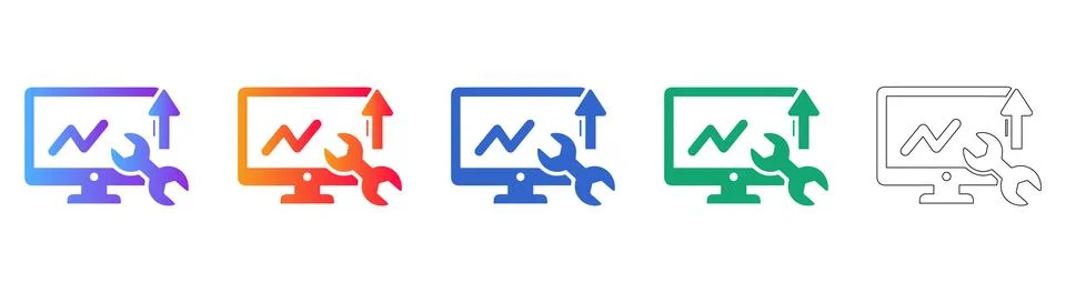 System Optimization and Maintenance Icon Set Stock Illustration