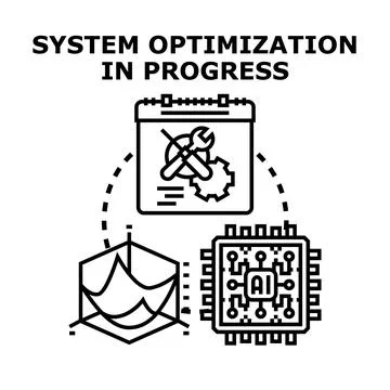 System optimization progress with ai and data analysis Stock Illustration