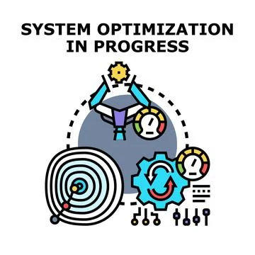 System optimization in progress and data analysis Stock Illustration