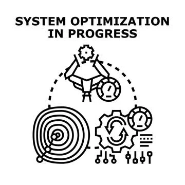 System optimization in progress and data analysis Stock Illustration