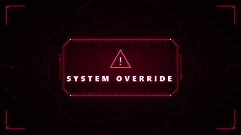 System override digital alert: red cyber security warning interface hud motio Stock Footage 337562578