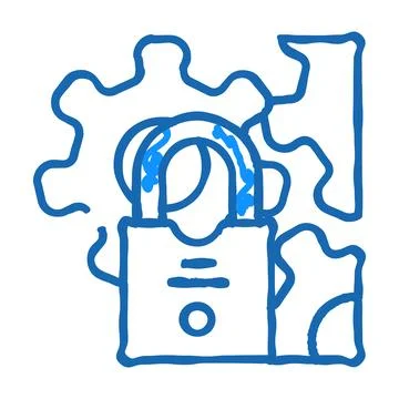 System padlock icon doodle illustration Stock Illustration