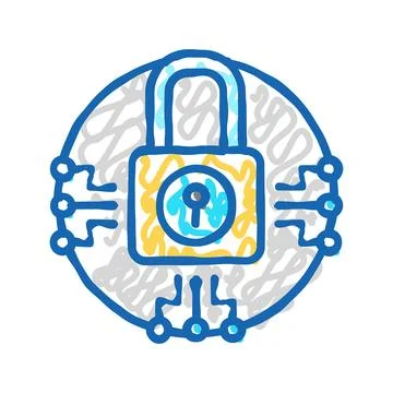 System padlock icon doodle illustration Stock Illustration