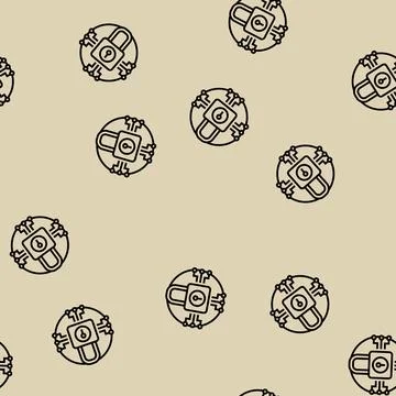 System padlock line seamless pattern Illustrazione stock