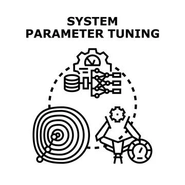System parameter tuning optimizing machine learning process Stock Illustration