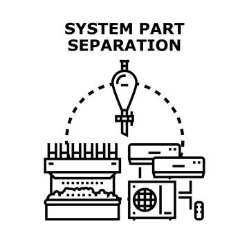 System part separation process concept illustration Stock Illustration