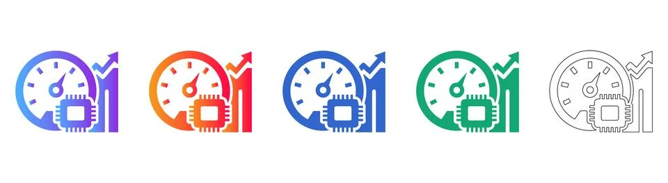 System Performance and Processor Speed Icon Set イラスト素材