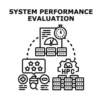 System performance evaluation measuring computing metrics Stock Illustration