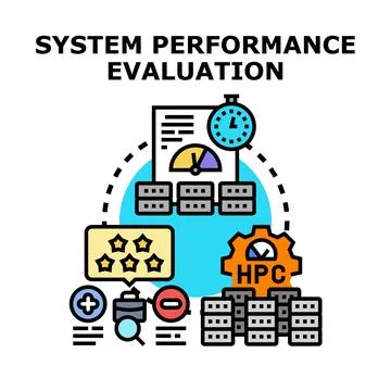 System performance evaluation measuring computing metrics Stock Illustration
