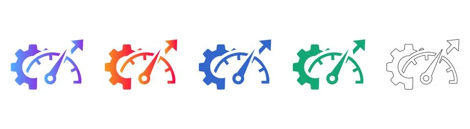 System Performance Optimization Icons 库存插图
