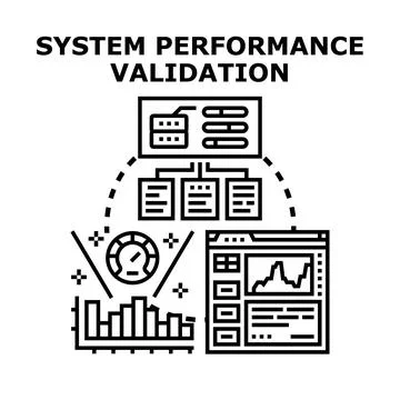 System performance validation process validating data analytics Stock-Illustration