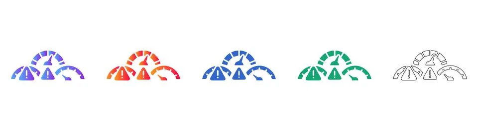 System Performance Warning Gauge Icons Illustrazione stock