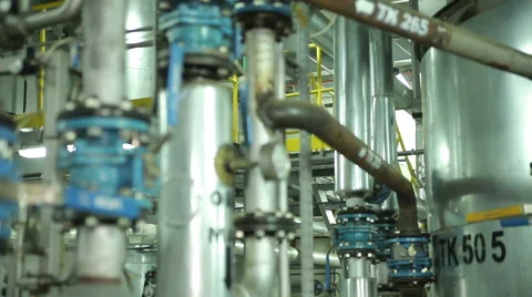 The System Pipe With Valves in Manufacturing Stock Footage 54412575