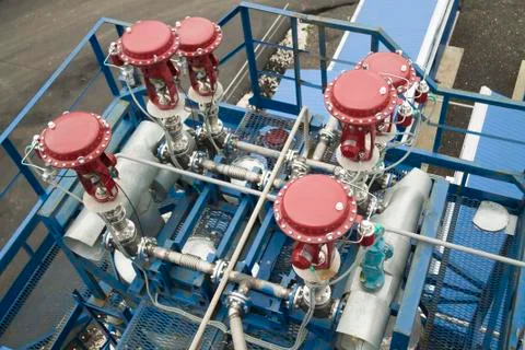 The system of pneumatic valves Stock Photos