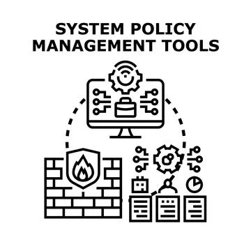 System policy management tools controlling data security Stock-Illustration