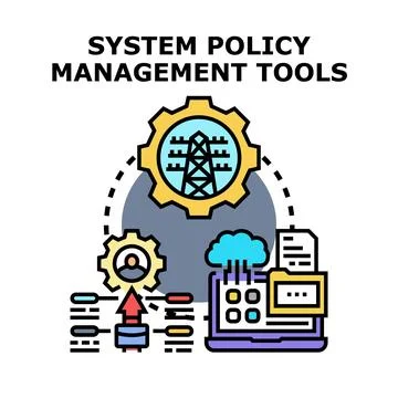 System policy management tools controlling corporate infrastructure 스톡 일러스트
